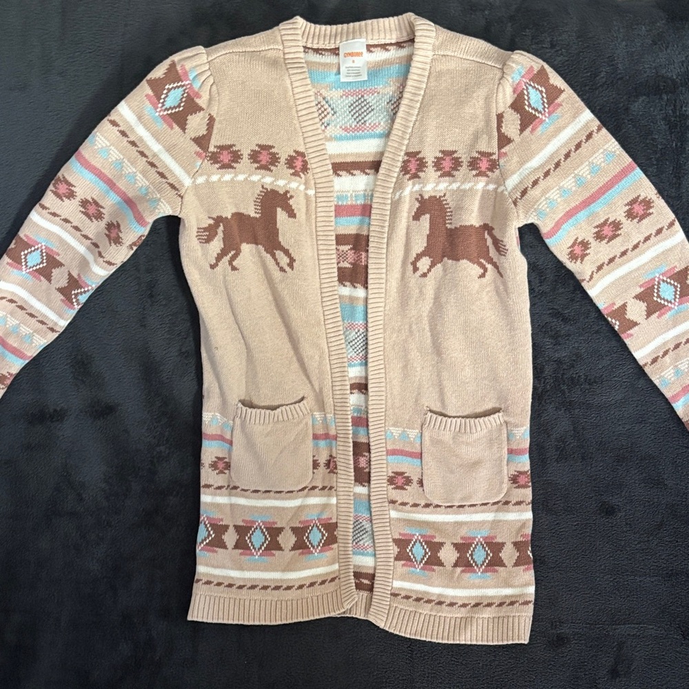 Gymboree Beige and Brown Horse Cardigan